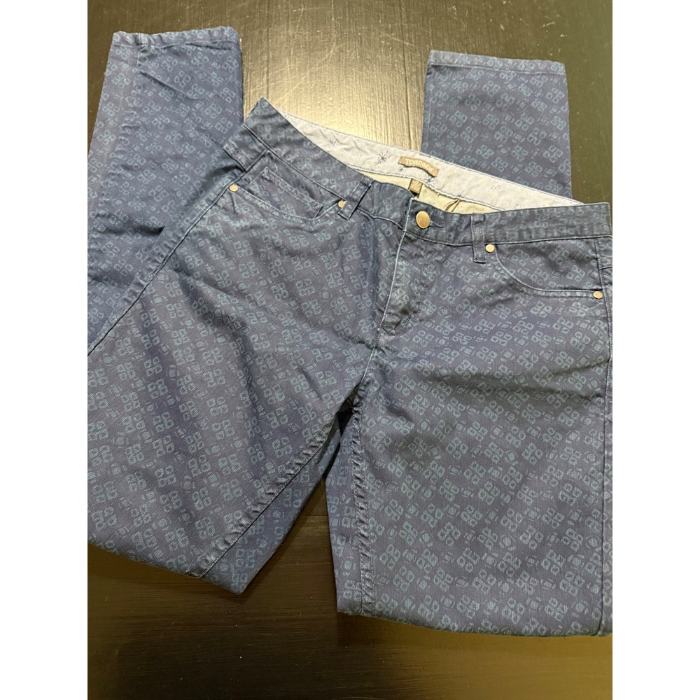 Toad&Co Womens Blue Geometric Print Slim Leg Pants Size 10 Casual Outdoor